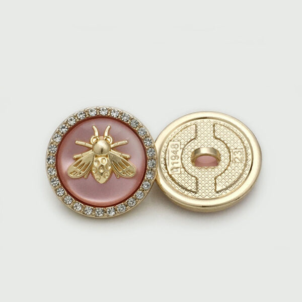17.5/22.5mm Golden Bee Diamond Metal Dual Tone Buttons 12PCS - Image 5