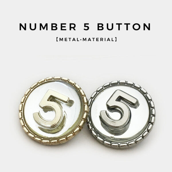 15-22.5mm Number 5 Gold Silver Circular Metal Shank Buttons 12pcs - Image 2