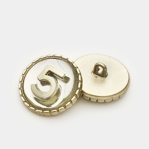 15-22.5mm Number 5 Gold Silver Circular Metal Shank Buttons 12pcs - Image 3