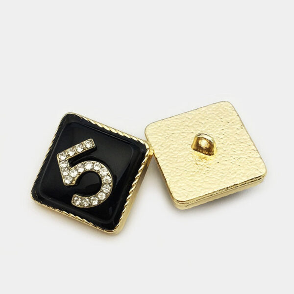 15/17.5/22.5mm Metal Square Shaped Number 5 Diamond Buttons 12PCS - Image 3