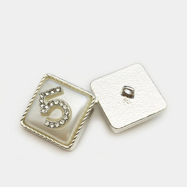 15/17.5/22.5mm Metal Square Shaped Number 5 Diamond Buttons 12PCS - Image 4