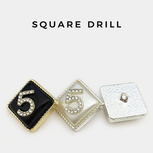 15/17.5/22.5mm Metal Square Shaped Number 5 Diamond Buttons 12PCS - Image 2