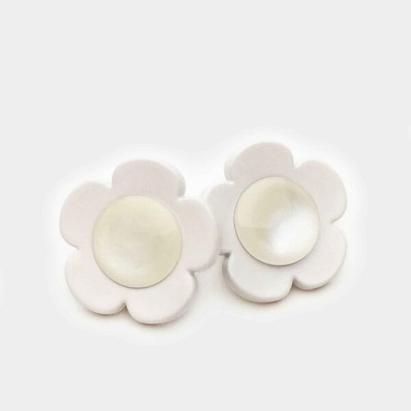 17.5/22.5mm Black White Floral Cat's-Eye Pearl Resin Buttons 20pcs