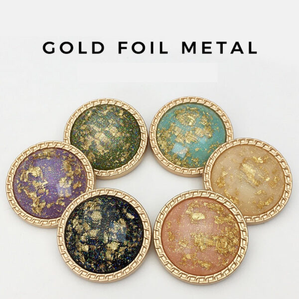 25mm Water Ripple Gold Foil Rhombus Faced Resin Metal Button 10PCS - Image 3