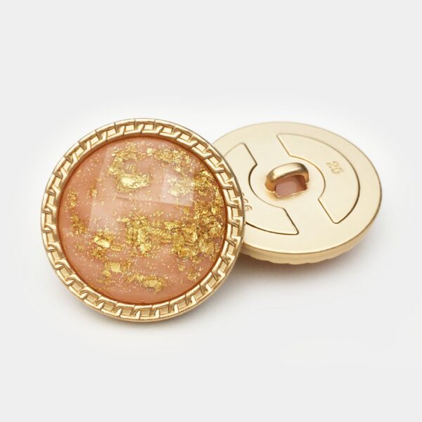 25mm Water Ripple Gold Foil Rhombus Faced Resin Metal Button 10PCS - Image 6