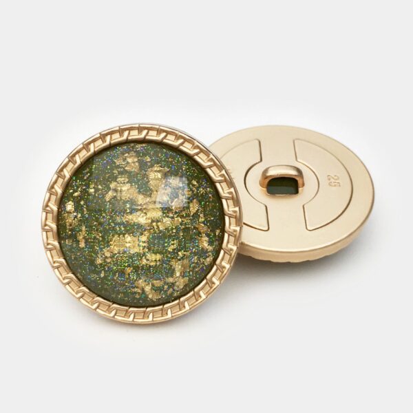 25mm Water Ripple Gold Foil Rhombus Faced Resin Metal Button 10PCS - Image 9