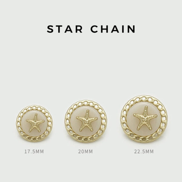 Gold Silver Circular Starfish Chain Hollow Metal Buttons 12pcs - Image 2