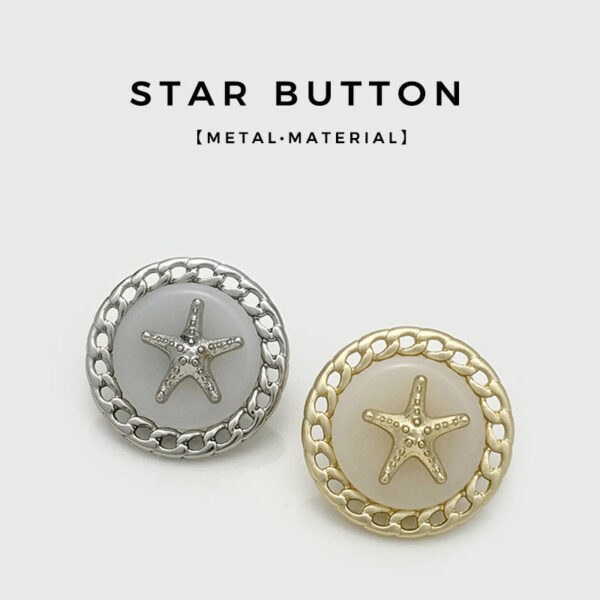Gold Silver Circular Starfish Chain Hollow Metal Buttons 12pcs - Image 3