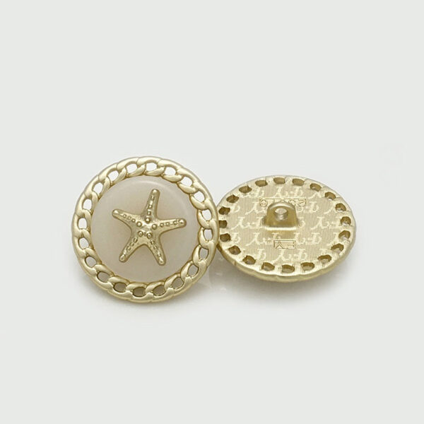 Gold Silver Circular Starfish Chain Hollow Metal Buttons 12pcs - Image 4