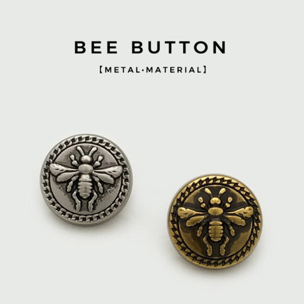 15/20mm Antique Gold Silver Bee Round Metal Buttons 20PCS - Image 2