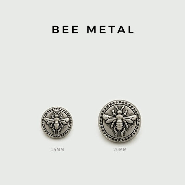 15/20mm Antique Gold Silver Bee Round Metal Buttons 20PCS - Image 3