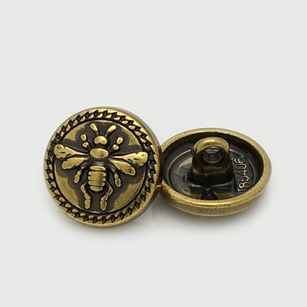 15/20mm Antique Gold Silver Bee Round Metal Buttons 20PCS - Image 4