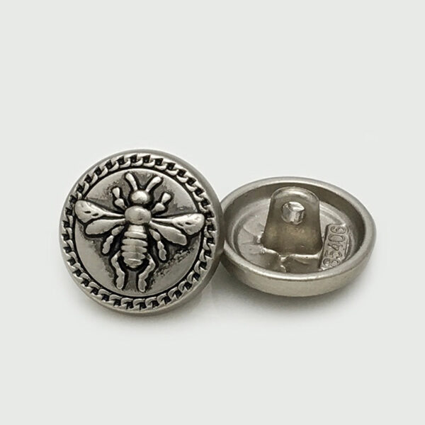 15/20mm Antique Gold Silver Bee Round Metal Buttons 20PCS - Image 5