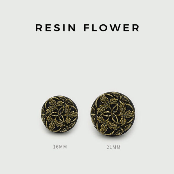 16/21mm Branch Flower Antique Gold Silver Round Resin Metal Buttons 20pcs - Image 3