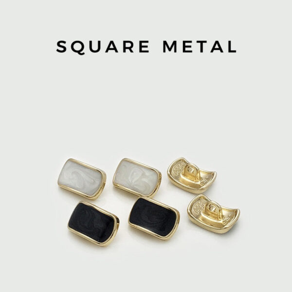 9x12mm Rectangular Gold Metal Oil Spotted Shirt Buttons 30PCS - Image 2