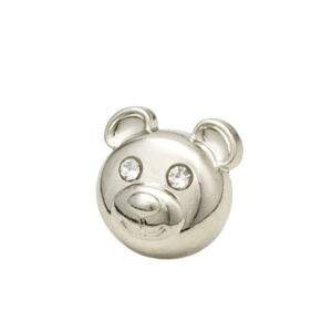12mm Gold Silver Bear Head Shaped Diamond Metal Buttons 20pcs