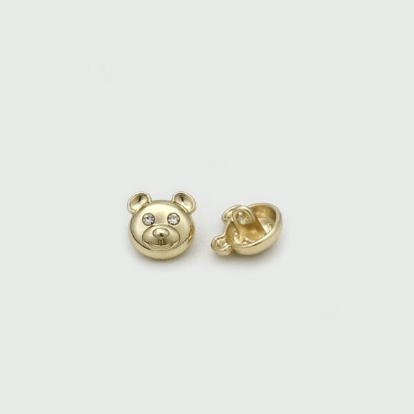 12mm Gold Silver Bear Head Shaped Diamond Metal Buttons 20pcs - Image 2