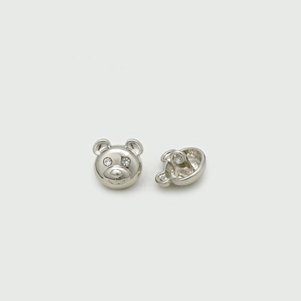 12mm Gold Silver Bear Head Shaped Diamond Metal Buttons 20pcs - Image 3