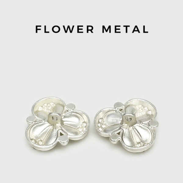 17.5/22.5mm Silver Bead-Embellished Flower Metal Buttons 12pcs - Image 4