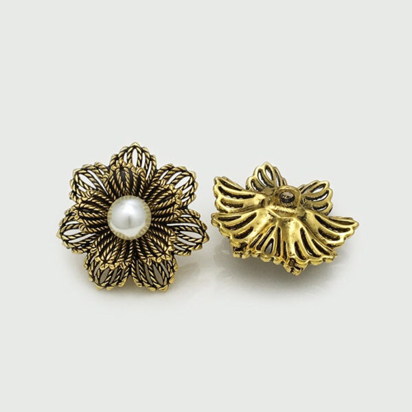 25mm Vintage Gold & Silver Beaded Flower Metal Buttons 20pcs - Image 3
