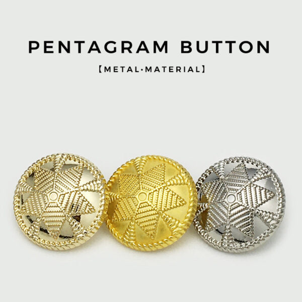15/17.5/22.5mm Gold & Silver Star Pattern Metal Buttons with Shanks 20pcs - Image 2