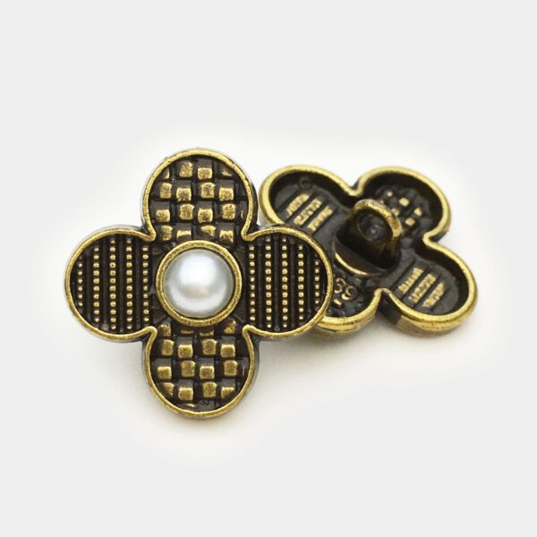 17.5/22.5mm Vintage Black & Silver Four-Leaf Clover Metal Buttons 20pcs - Image 4