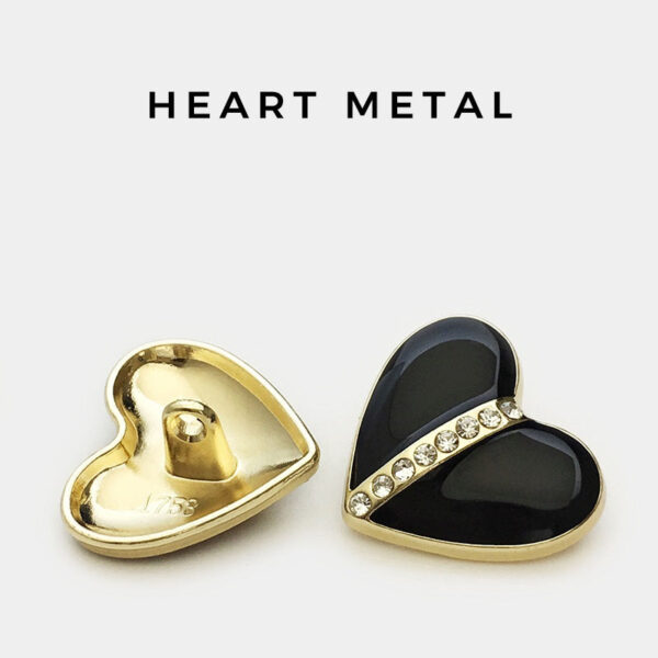 15-25mm Heart-Shaped Crystal-Encrusted Metal Buttons with Shank 12pcs - Image 3