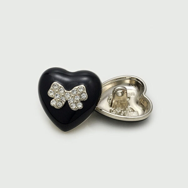 15-22.5mm Black & White Heart-Shaped Beaded Bow Metal Buttons 20PCS - Image 4