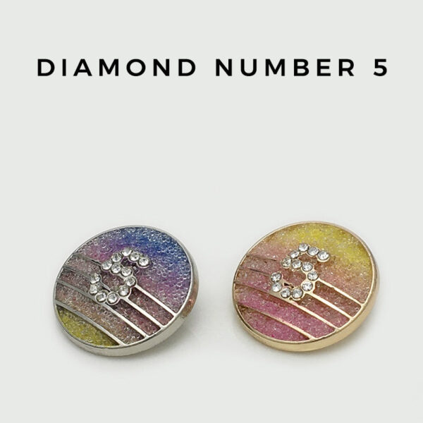 22.5mm Diamond Number 5 Yellow Pink Colored Metal Buttons 20pcs - Image 2
