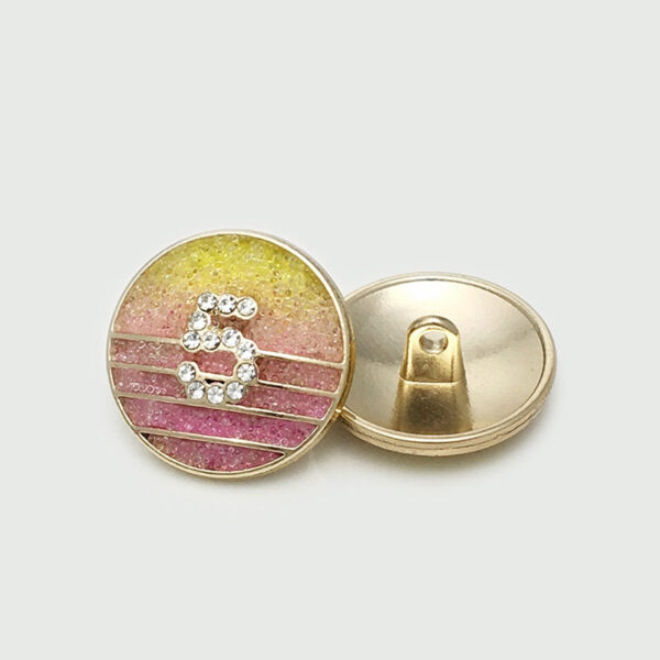 22.5mm Diamond Number 5 Yellow Pink Colored Metal Buttons 20pcs - Image 3