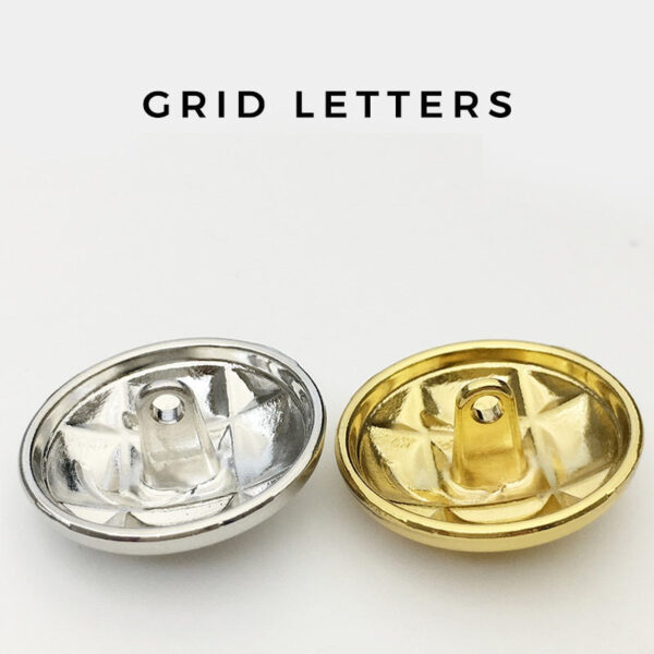 17.5/20/22.5mm English Grid Letter C Metal Buttons with Shank 20pcs - Image 3