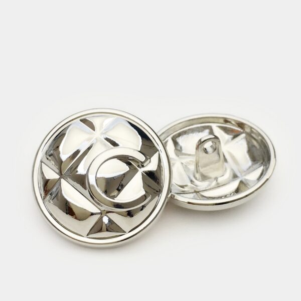 17.5/20/22.5mm English Grid Letter C Metal Buttons with Shank 20pcs - Image 5