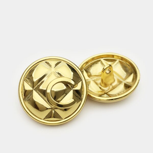 17.5/20/22.5mm English Grid Letter C Metal Buttons with Shank 20pcs - Image 4