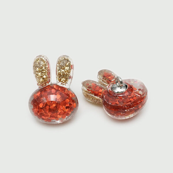 Red Cartoon Glitter Resin Heart Rabbit Flower Buttons 30 Pack(6 Styles) - Image 3