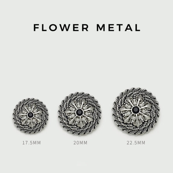 17.5/20/22.5mm Antique Gold Hollow Diamond Flower Metal Buttons 20pcs - Image 3