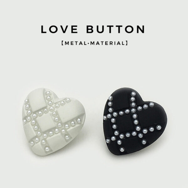 17.5/22.5mm White Black Heart Diamond Mesh Metal Buttons 12pcs - Image 3
