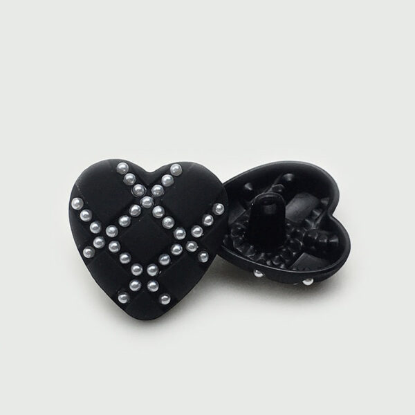17.5/22.5mm White Black Heart Diamond Mesh Metal Buttons 12pcs - Image 4