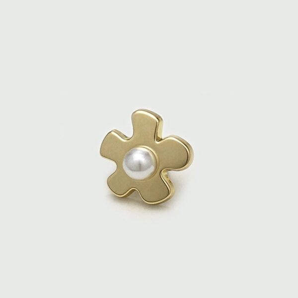 17mm Gold & Silver Pearl Flower Metal Buttons with Handle 20pcs - Image 4