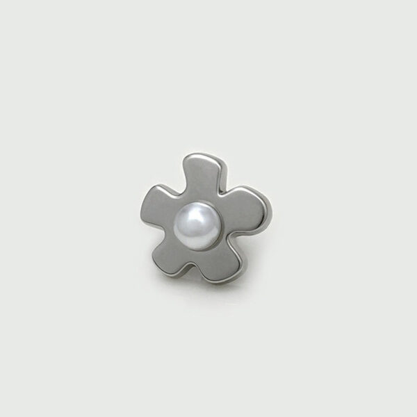 17mm Gold & Silver Pearl Flower Metal Buttons with Handle 20pcs - Image 5