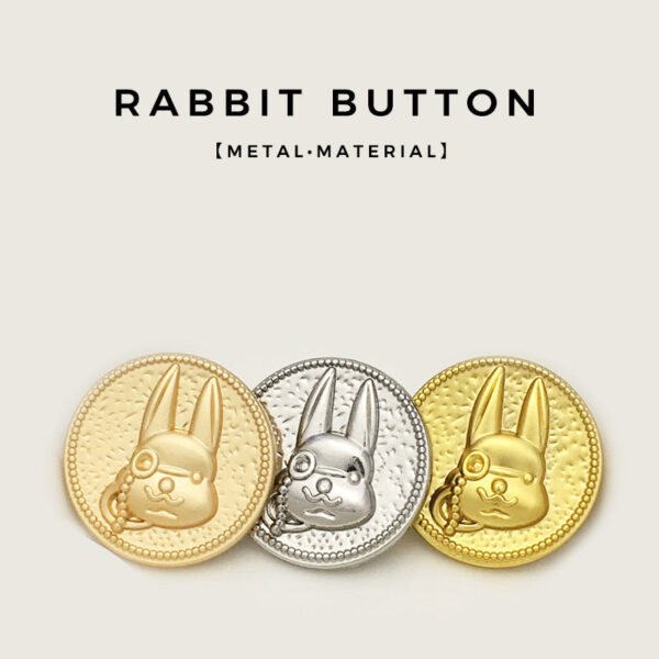 17.5/22.5mm Rabbit Cartoon Metal Buttons with Shank 12PCS - Image 2