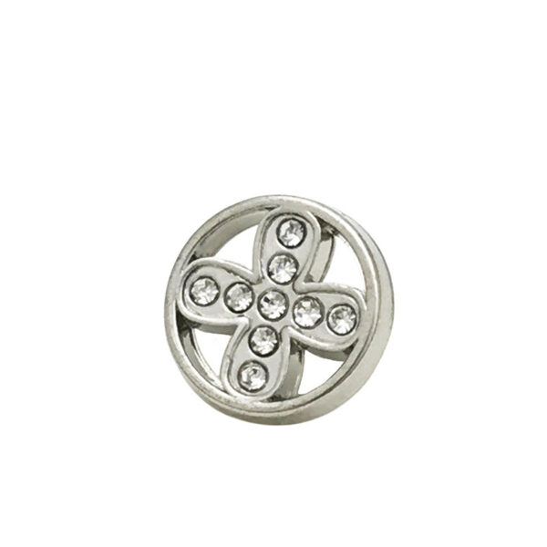 10mm Gold Silver Round Four-Leaf Clover Diamond Metal Buttons 30pcs
