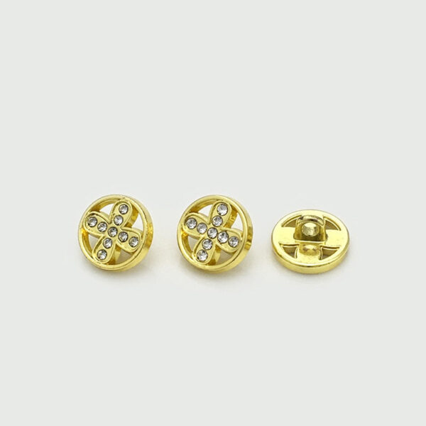 10mm Gold Silver Round Four-Leaf Clover Diamond Metal Buttons 30pcs - Image 3