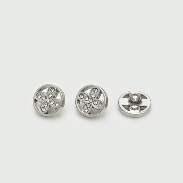 10mm Gold Silver Round Four-Leaf Clover Diamond Metal Buttons 30pcs - Image 4