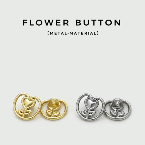 17.5/22.5mm Gold & Silver Heart Tulip Metal Buttons 12pcs - Image 2