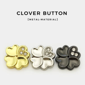 25mm Gold Silver Four-Leafed Clover Diamond Metal Buttons 20pcs