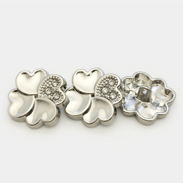 25mm Gold Silver Four-Leafed Clover Diamond Metal Buttons 20pcs - Image 3