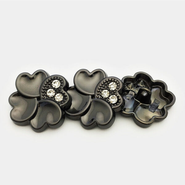 25mm Gold Silver Four-Leafed Clover Diamond Metal Buttons 20pcs - Image 4