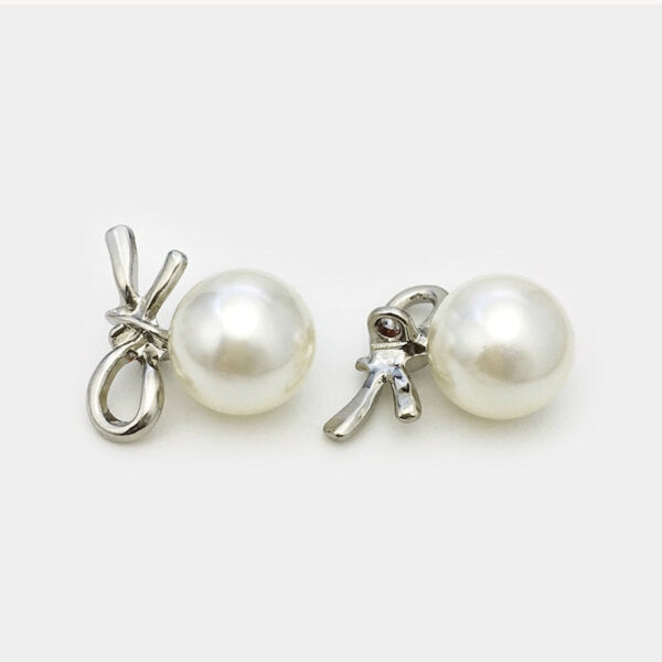 23mm Gold & Silver French Bow Knot Pearl Metal Buttons 12PCS - Image 4