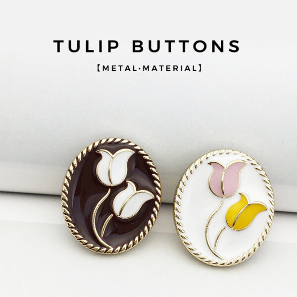 17/21mm Oval Tulip Flower Metal Jacket Buttons 20PCS - Image 2