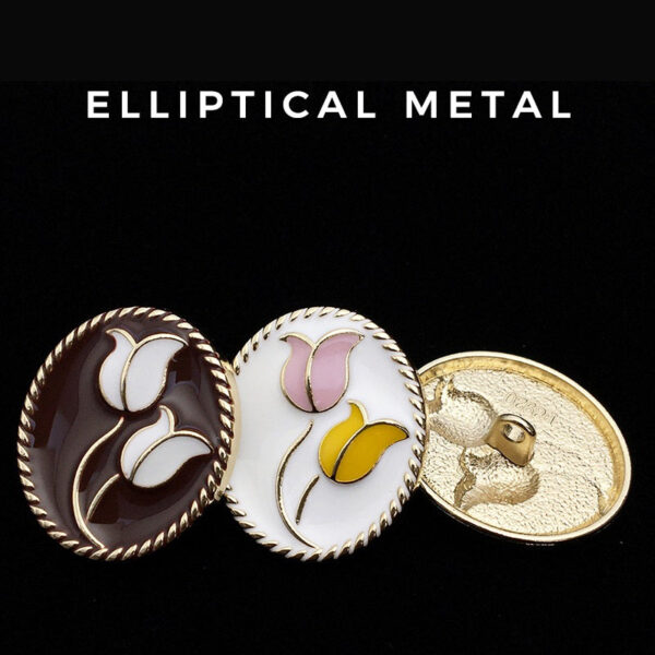 17/21mm Oval Tulip Flower Metal Jacket Buttons 20PCS - Image 3